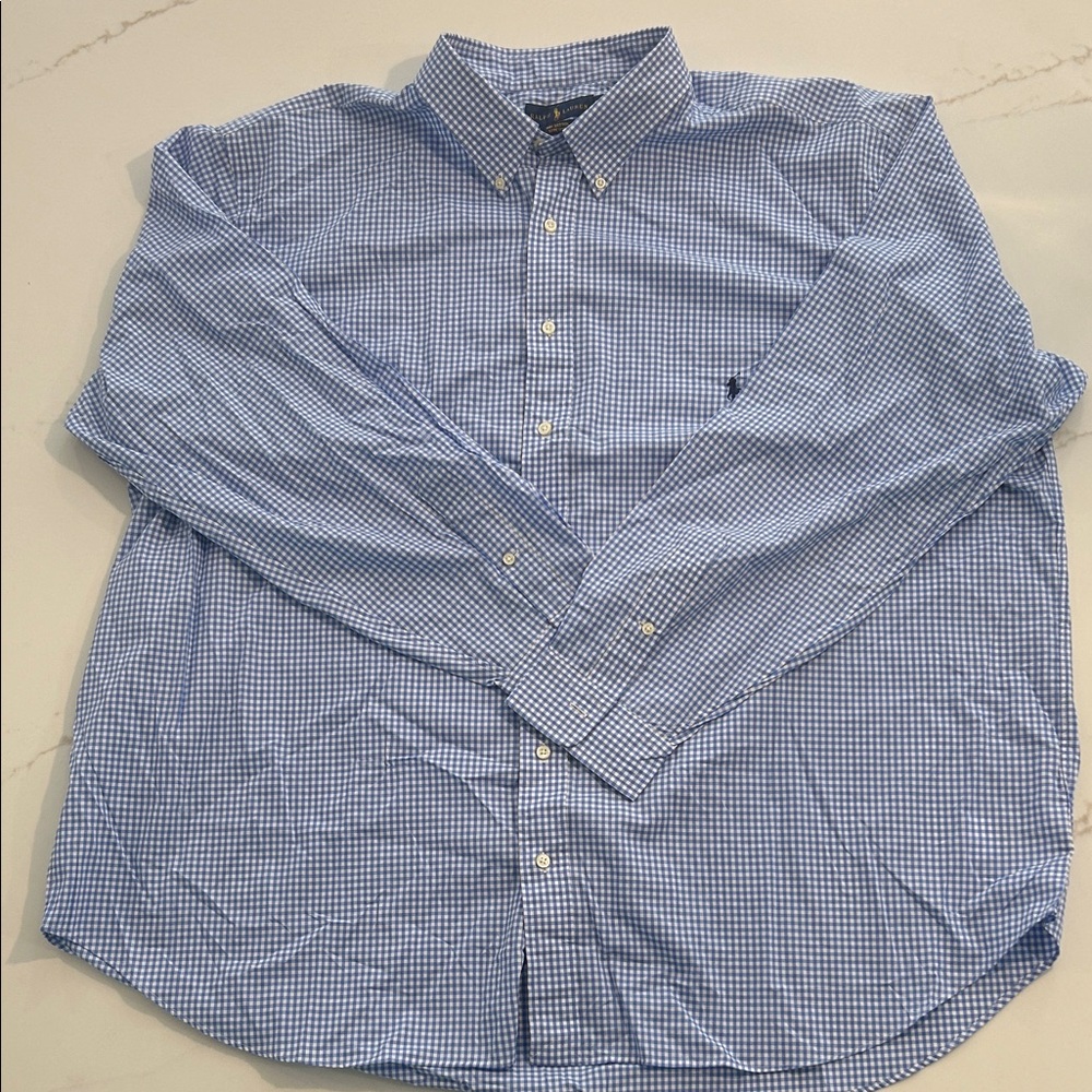 Ralph Lauren Blue Gingham Button Down Shirt